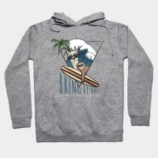 Bring It On! Llama & Sloth Surf Art Hoodie